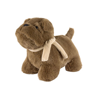 Bulldog Fabric Dog Door Stop, 30cm Weighted Brown Dog Doorstop