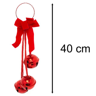 Extra Large Red Christmas Jingle Bells Door Hanger | Christmas Bells Doorhanger Jingle Bell Garland Hanging Decoration | Giant Door Knob Bells Christmas Ornament