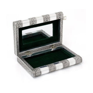 Silver Metal Tree Of Life Book Jewellery Box | Handcrafted Aluminium Book Shaped Trinket Box Vanity Case | Silver Embossed Keepsake Box Tree Of Life Gifts