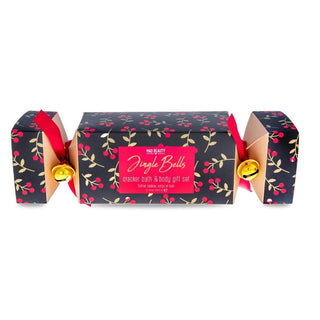Jingle Bells Cracker Bath & Body Gift Set | Cranberry Body Lotion Wash And Puff