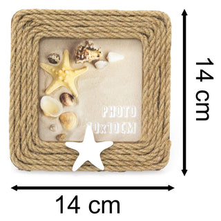 Nautical Jute Rope Photo Frame | White Star Rustic Rope Picture Frame - 10x10cm