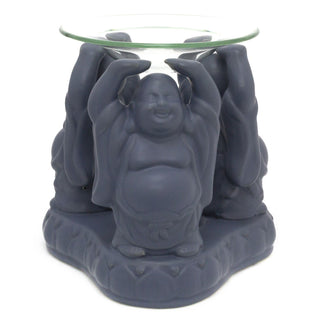 Stoneware Buddha Statue Essential Oil Fragrance Burner | Oil Burner Tealight Candle Holder | Wax Melt Aromatherapy Lamp - Colour Varies One Supplied