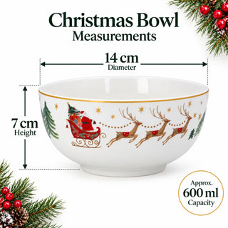 Santa Sleigh Christmas Bowl, Gisela Graham Soup Dessert Bone China, 14cm