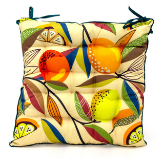 Citrus Zest Seat Pad | Indoor Outdoor Square Chair Seat Cushions With Ties