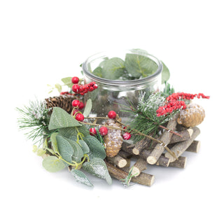 20cm Traditional Christmas Tealight Candle Holder | Christmas Wreath Candle Holder | Christmas Candle Centerpiece