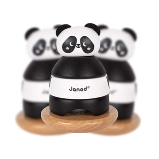Janod Panda Tumbler | Wooden Stacking & Rocker Early Learning Toy | Age 12m+