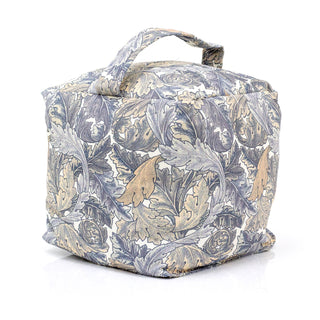 William Morris Acanthus Fabric Cube Doorstop | Botanical Blue Foliage Door Stop