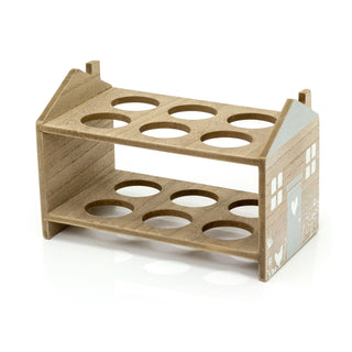 Shabby Chic House Shaped Wooden Egg Rack | 2 Tier Egg House For 12 Eggs