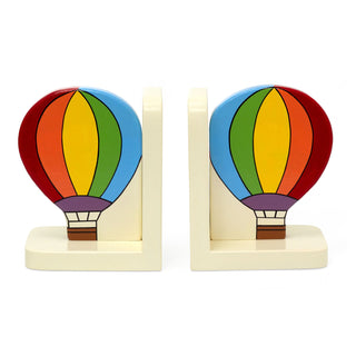 Pair Of Childrens Hot Air Balloon Bookends | Decorative Wooden Bookends For Kids