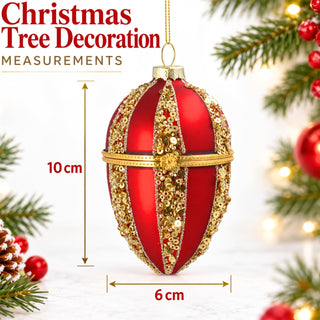 Ornate Red and Gold Opening Egg Shaped Christmas Tree Decoration, Gisela Graham