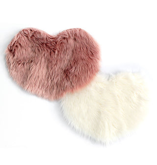 Gorgeous Faux Fur Heart Shaped Non Slip Mat ~ Living Room Bedroom Rug