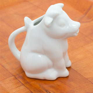 White Porcelain Cow Creamer Jug | Mini Milk Jug Miniature Cream Jug | Small Sauce Jug Individual Serving Jug