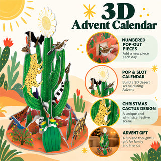 Christmas Cactus Pop & Slot Christmas Advent Calendar Large, 3D Advent Calendar