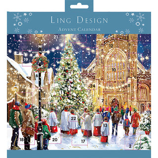 Christmas Carol Advent Calendar, 23cm Choir & Christmas Tree Design