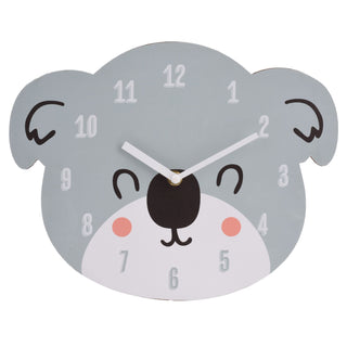 Kids Safari Animal Head Wall Clock | Childrens Wooden Jungle Animal Face Clock