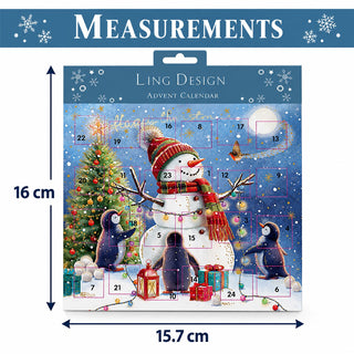 Festive Fun Christmas Advent Calendar Greetings Card, Snowman & Penguins