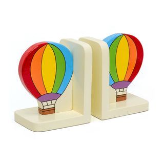 Pair Of Childrens Hot Air Balloon Bookends | Decorative Wooden Bookends For Kids