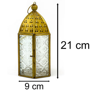 Gold Metal Kasbah Candle Lantern | Moroccan Style Lantern Tealight Holder - 21cm