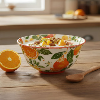 Oranges & Lemons Fine China Serving Bowl, 16x7cm Ceramic Soup Cereal Bowl