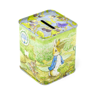 Beatrix Potter Peter Rabbit Money Tin | Children's Square Piggy Bank Money Box