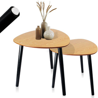 Set of 2 Stylish Wooden Nesting Tables Contemporary Side Tables for Living Room