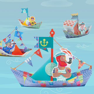 Djeco DJ08779 Origami Floating Boats Kit Create Your Own Paper Boats for Kids