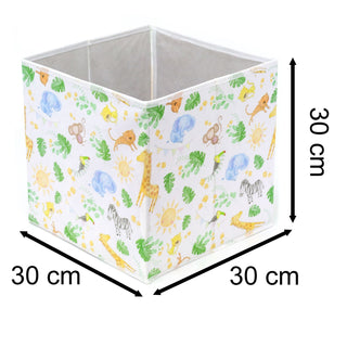 Foldable Nursery Storage Box | Childrens Jungle Safari Fabric Storage Basket