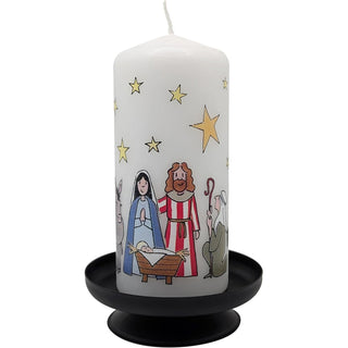 The Nativity Christmas Pillar Candle | Festive Candle with Wise Men - 13cm