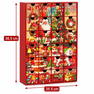 Advent Calendar with Drawers, Red 24 Drawer Fill Your Own Christmas Calendar