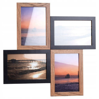 Two Tone 4 Aperture Multi Photo Frame | Wall-Mounted Collage Picture Frame