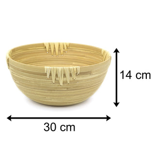 30cm Large Round Bamboo Presentation Bowl | Decorative Wooden Display Dish | Eco Friendly Bamboo Table Centerpieces