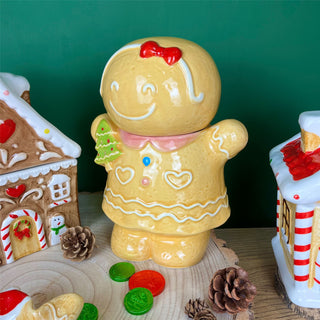 Christmas Gingerbread Storage Jar Ceramic Gingerbread Cookie Jar Biscuit Barrel - Girl