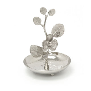 Silver Metal Floral Jewellery Stand Trinket Dish | Aluminium Flower Necklace Jewellery Organiser | Ring Jewellery Holder Jewellery Display Stand