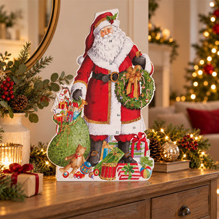 3D Santa Claus Christmas Advent Calendar, 45.5cm Freestanding Illustrated