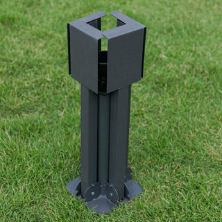 Foldable Grey Metal Garden Umbrella Base | Portable Outdoor Parasol Base