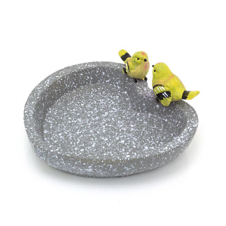 Heart Shaped Grey Garden Bird Bath | Outdoor Bird Water Bath Garden Ornament | Birdbath Bowl Bird Feeder Bird Water Bath Garden Decor - 25cm