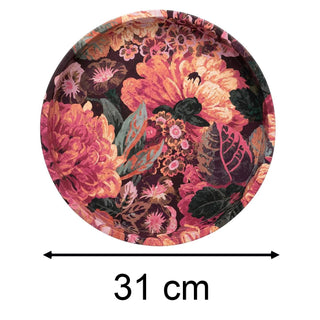 Sanderson - Very Rose & Peony Deep Well Tray | Round Kitchen Serving Tray - 30cm