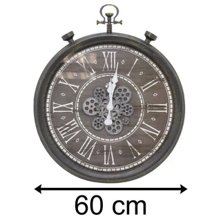 60cm Retro Pocket Watch Moving Gear Clock | Vintage Style Large Wall Clock | Silent Wall Clock Big Wall Clock