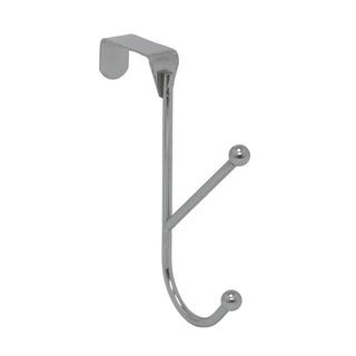 Chrome Double Over Door Hook, 15cm Metal Dual Door Hanger Pegs Coat Hooks