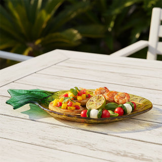 Pineapple Serving Platter 35cm Textured Glass Tropical Party Plate Dish