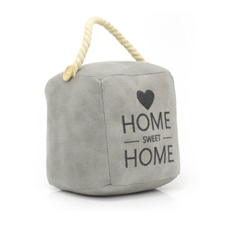 Grey Faux Leather Doorstop Cube | Square Home Door Stop Weighted Door Stopper