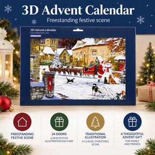 Village Delight 3D Christmas Advent Calendar, Freestanding, Illustrated