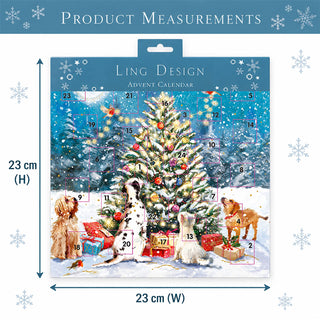 Around the Tree Christmas Advent Calendar, 23cm Dogs & Christmas Tree