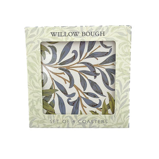 Set of 4 William Morris Willow Bough Coasters, Drinks Coasters - 10.5cm