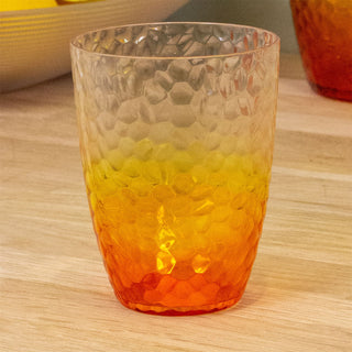 Orange Ombre Embossed Plastic Tumbler | Reusable Outdoor Picnic Drinking Glass
