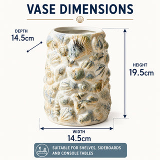Shell Embossed Vase 19.5cm White Ceramic Nautical Artificial Flower Display