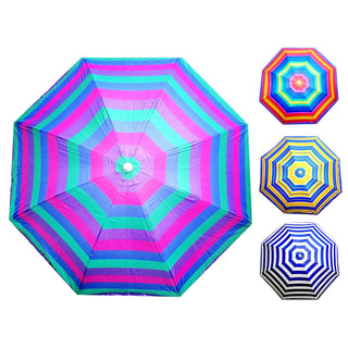200cm Beach Umbrella Sun Shade UV50 Protection | 2m Protective Beach Parasol | Holiday Travel Beach Umbrella - Colour Varies One Supplied