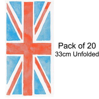 20 Great Britain Flag Union Jack Napkins Party Napkins | Pack Of 20 Britannia Union Jack Paper Napkins | Queens Platinum Jubilee Party Serviettes - 33cm