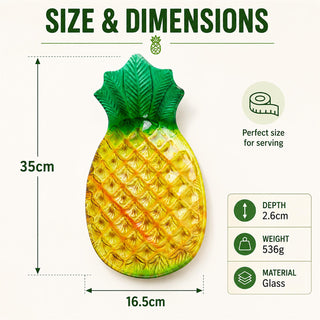 Pineapple Serving Platter 35cm Textured Glass Tropical Party Plate Dish