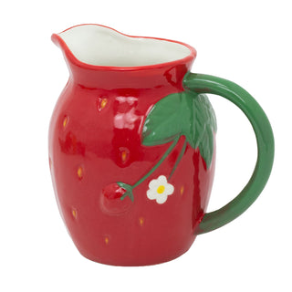 Strawberry Shaped Ceramic Jug, 1.2L Drinks Pitcher Water Serving Jug - 17cm